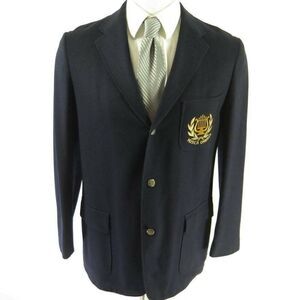 Vintage 50s Musica Blazer Jacket 42 Long Blue Music Sport Coat Marching Band